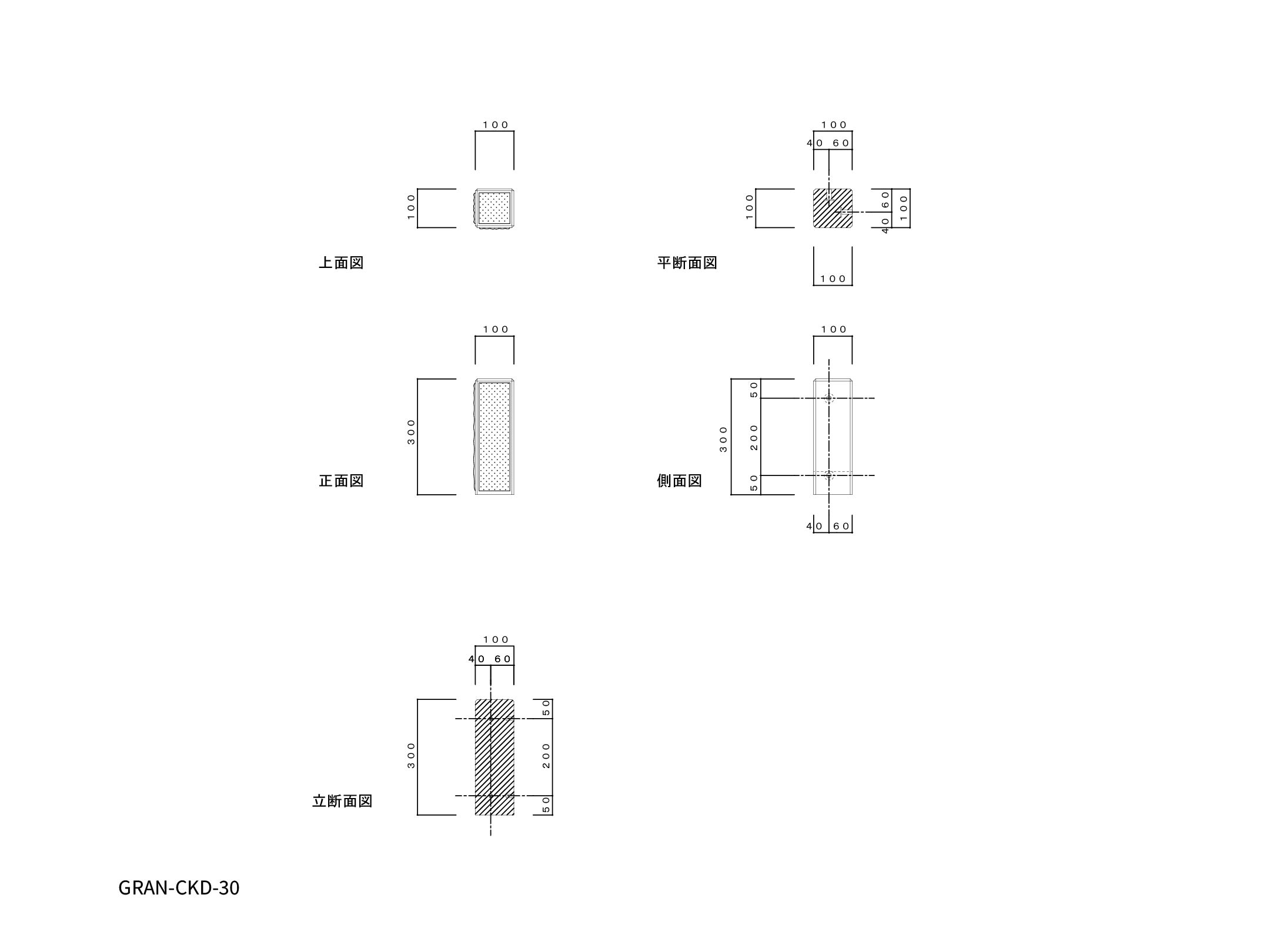 グラニット 直角出隅寸法図